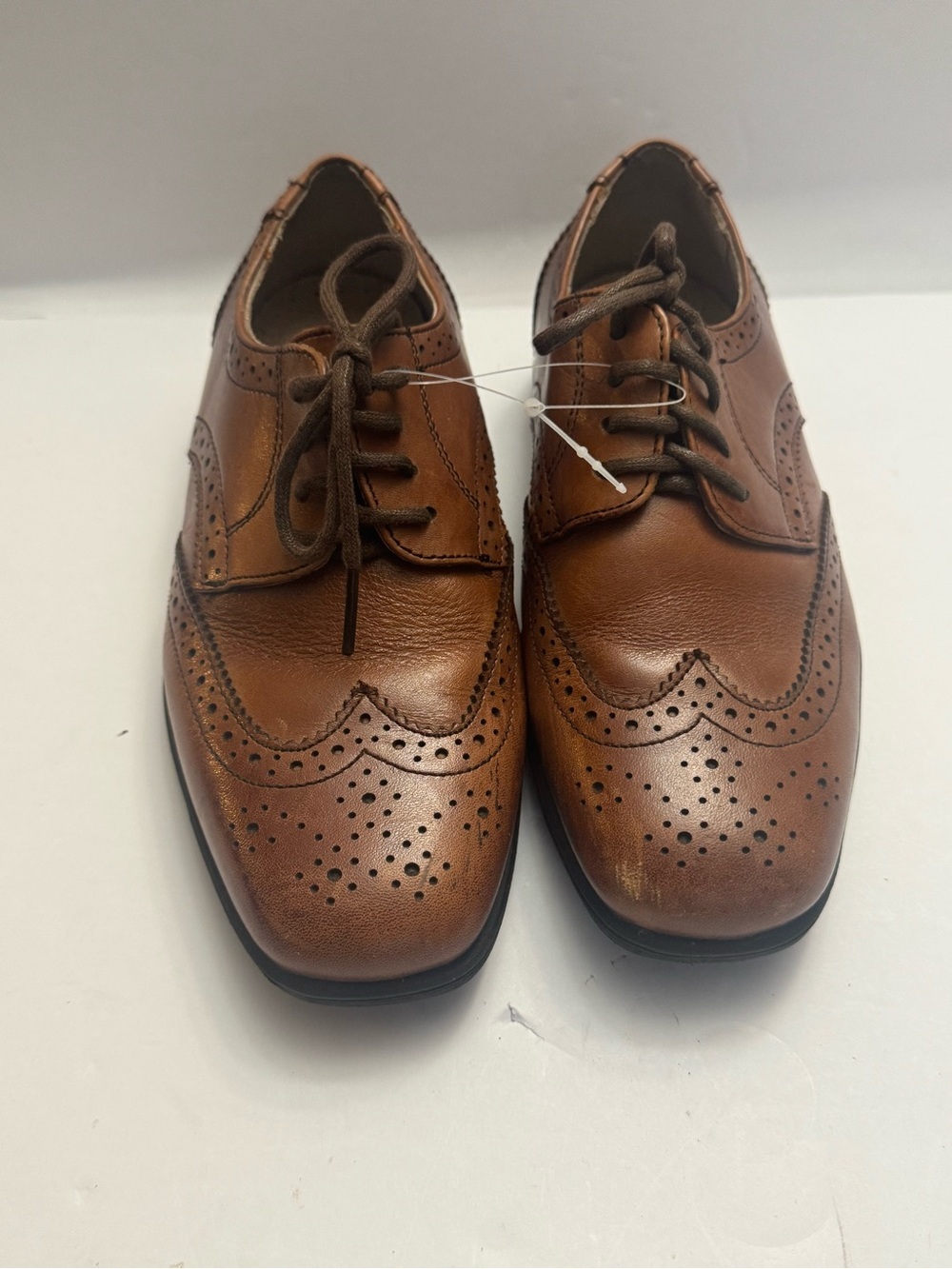 Florsheim Kids Wingtip Oxford Dress Shoes Brown Leather Boys Size 13M